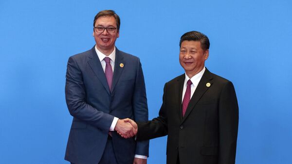 Premijer Srbije Aleksandar Vučić i predsednik Kine Si Đinping na ceremoniji otvaranja Foruma Jedan pojas - jedan put u Pekingu - Sputnik Srbija