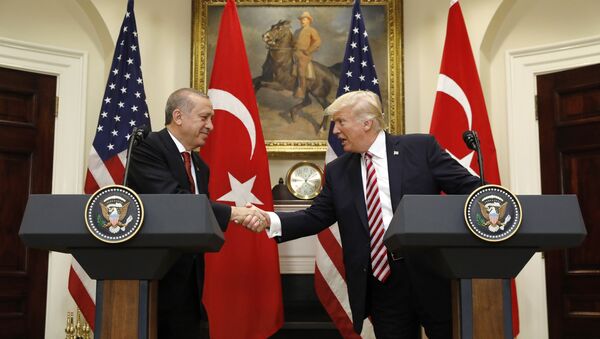 Predsednici Turske i SAD Redžep Tajip Erdogan i Donald Tramp tokom konferencije za medije u Vašingtonu - Sputnik Srbija