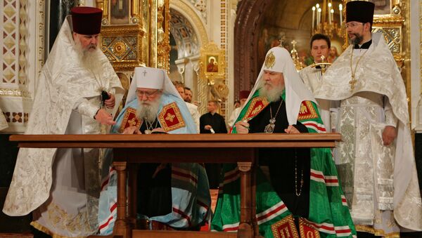 Ceremonija ujedinjenja Moskovske patrijaršije i Ruske zagranične pravoslavne crkve - Sputnik Srbija