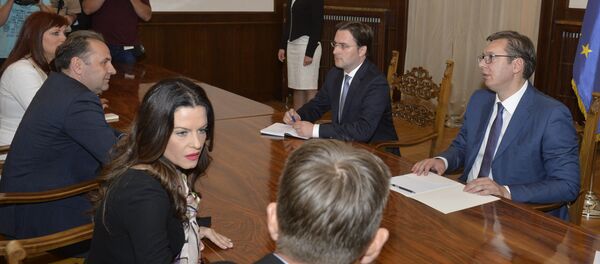 Александар Вучић на консултацијама са представницима листе Александар Вучић - Србија побеђује. - Sputnik Србија