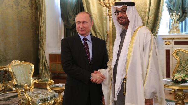 Sastanak predsednika Rusije Vladimira Putina i naslednog princa od Abu Dabija Muhameda el Nahajana - Sputnik Srbija