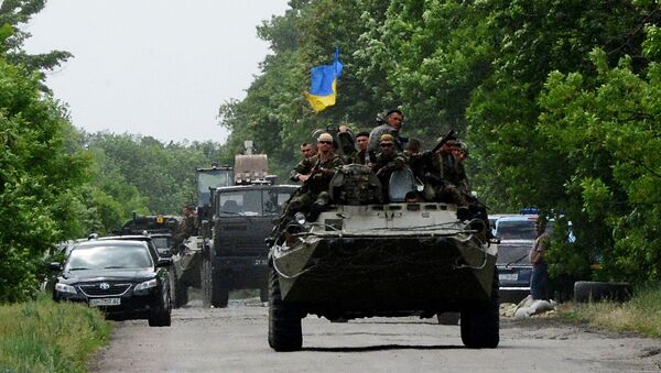 Oružane snage Ukrajine na kontrolnom punktu u blizini Donjecka - Sputnik Srbija