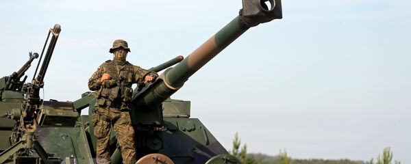 Пољски војник на вежбама Гвоздени вук 2017 у Литванији - Sputnik Србија