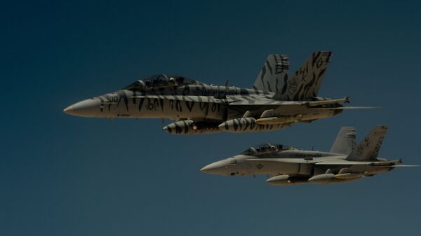 Dva američka aviona F-18 Super hornet tokom vojne kampanje u Siriji - Sputnik Srbija