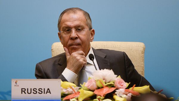 Ministar spoljnih poslova Rusije Sergej Lavrov na konferenciji za medije na sastanku ministara zemalja BRIKS-a u Pekingu - Sputnik Srbija