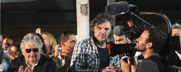 Emir Kusturica na snimanju sa bivšim urugvajskim predsednikom Hoseom Muhikom - Sputnik Srbija