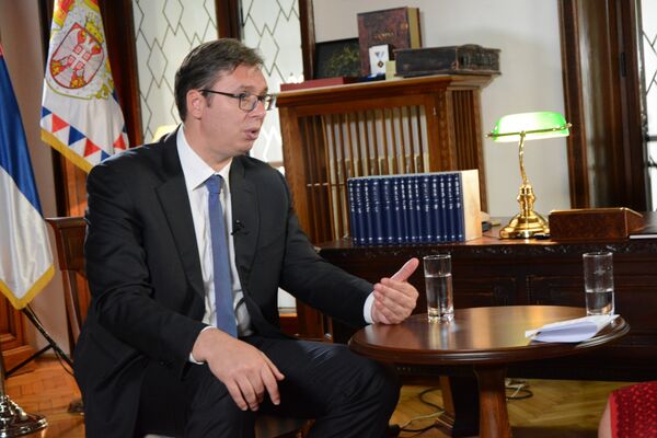 Aleksandar Vučić, predsednik Srbije u ekskluzivnom intervjuu za Sputnjik. Aleksandar Vučić, predsednik Srbije u ekskluzivnom intervjuu za Sputnjik. - Sputnik Srbija