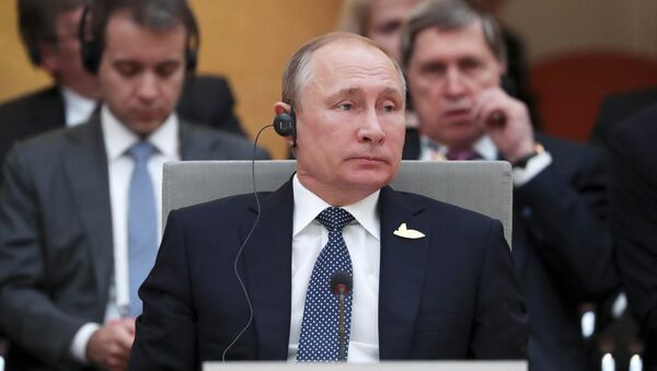Predsednik Rusije Vladimir Putin tokom sastanka lidera zemalja BRIKS-a u okviru samita G20 u Hamburgu - Sputnik Srbija