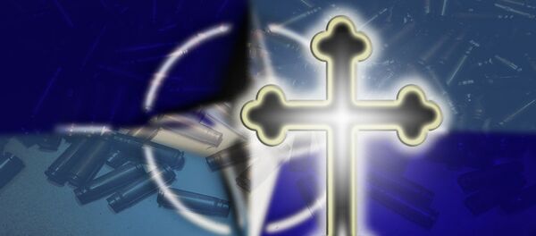 Pravoslavni krst i logo NATO-a - Sputnik Srbija