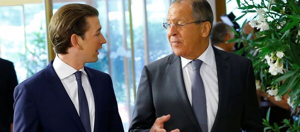 Министар иностраних послова Аустрије Себастијан Курц и шеф руске дипломатије Сергеј Лавров - Sputnik Србија