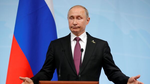 Predsednik Rusije Vladimir Putin govori na konferenciji za medije nakon samita G20 u Hamburgu - Sputnik Srbija
