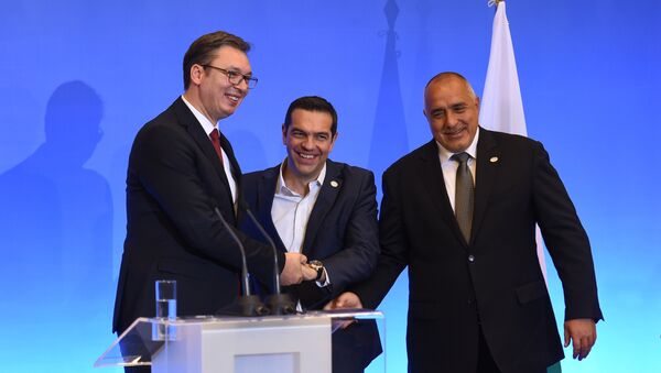 Predsednik Srbije Aleksandar Vučić, premijer Grčke Aleksis Cipras i šef bugarske vlade Bojko Borisov - Sputnik Srbija