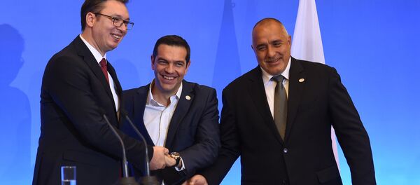 Predsednik Srbije Aleksandar Vučić, premijer Grčke Aleksis Cipras i šef bugarske vlade Bojko Borisov - Sputnik Srbija