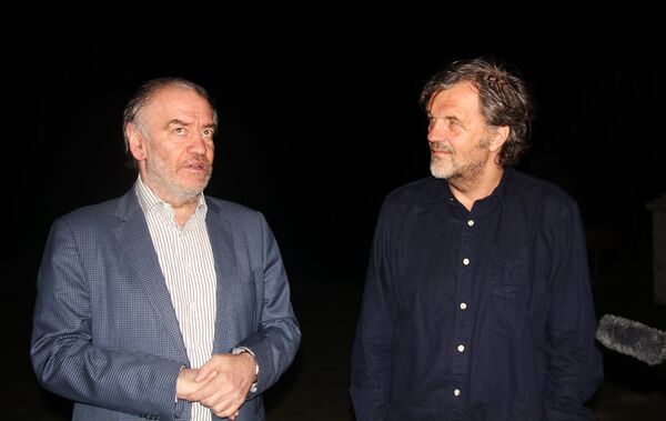 Ruski dirigent Valerij Gergijev u Drvengradu na Mećavniku i domaćin Emir Kusturica. Ruski dirigent Valerij Gergijev u Drvengradu na Mećavniku i domaćin Emir Kusturica. - Sputnik Srbija