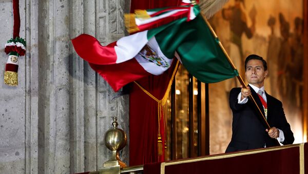 Meksički predsednik Enrike Penja Nijeto sa državnom zastavom - Sputnik Srbija