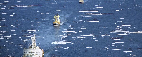 Karavan brodova na trasi Severnog morskog puta Karavan brodova na trasi Severnog morskog puta - Sputnik Srbija