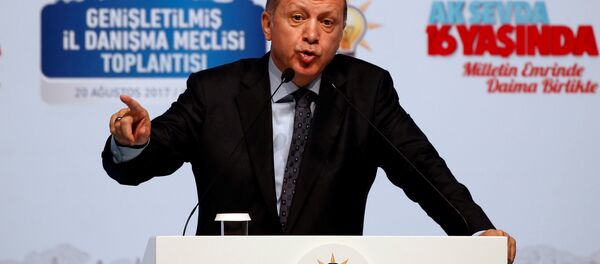 Председник Турске Реџеп Тајип Ердоган на митингу своје странке АКП у Истамбулу. - Sputnik Србија