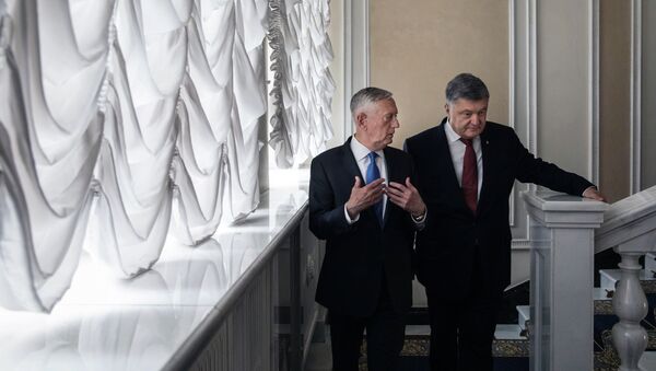 Šef Pentagona Džejms Matis i predsednik Ukrajine Petro Porošenko u Kijevu - Sputnik Srbija