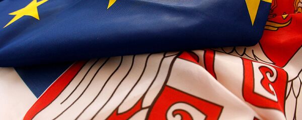 Заставе Еу и Србије Заставе Еу и Србије - Sputnik Србија