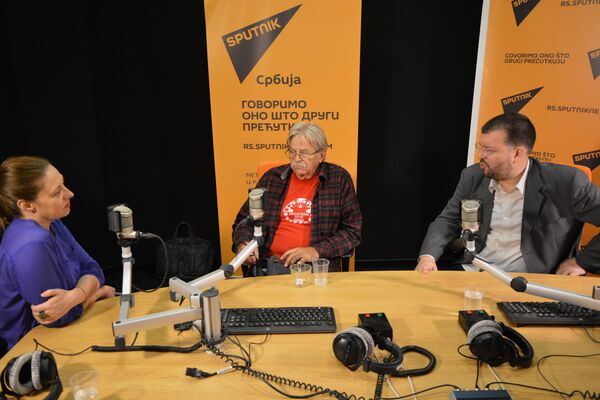 Ljubivoje Ršumović i Čedomir Antić Ljubivoje Ršumović i Čedomir Antić - Sputnik Srbija