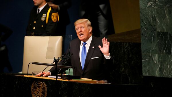 U.S. President Donald Trump delivers his address to the United Nations General Assembly in New York, U.S., September 19, 2017 - Sputnik Srbija