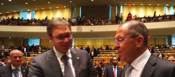 Aleksandar Vučić sa Sergejom Lavrovom u UN-u - Sputnik Srbija