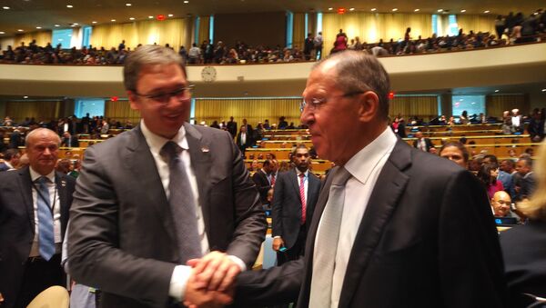 Aleksandar Vučić sa Sergejom Lavrovom u UN-u - Sputnik Srbija
