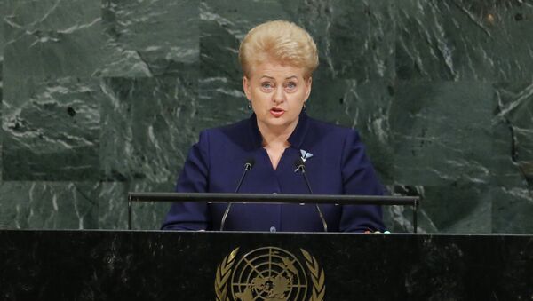 Председница Литваније Даља Грибаускајте говори на Генералној скупштини УН у Њујорку - Sputnik Србија