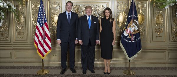 Александар Вучић са Доналдом Трампом и Меланијом Трамп - Sputnik Србија