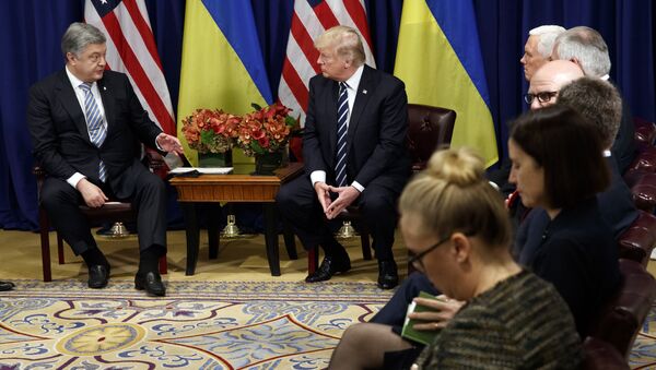 Председник Украјине Петро Порошенко и председник САД Доналд Трамп током састанка на маргинама Генералне скупштине УН у Њујорку - Sputnik Србија