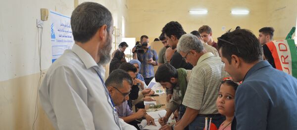 Glasači na referendumu za nezavisnost Iračkog Kurdistana Glasači na referendumu za nezavisnost Iračkog Kurdistana - Sputnik Srbija