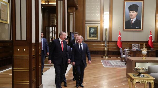 Vladimir Putin i Redžep Tajip Erdogan u Ankari - Sputnik Srbija