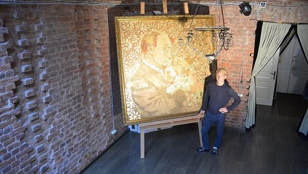 Zlatni Putin, slika peterburškog umetnika Alekseja Sergejenka - Sputnik Srbija
