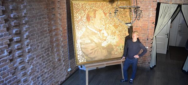 Златни Путин, слика петербуршког уметника Алексеја Сергејенка - Sputnik Србија