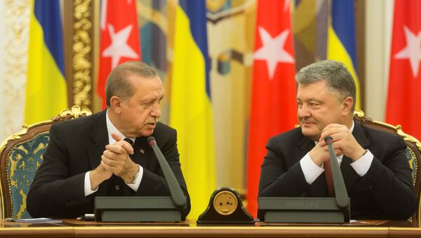 Predsednici Turske i Ukrajine, Redžep Tajip Erdogan i Petro Porošenko tokom zajedničke konferencije za medije u Kijevu - Sputnik Srbija