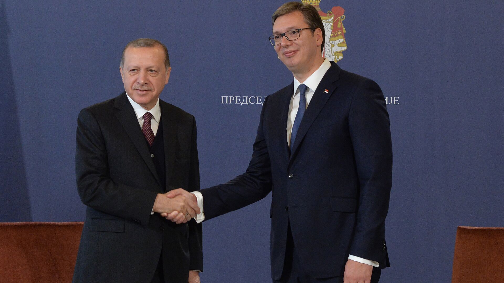 Turski predsednik Redžep Tajip Erdogan i predsednik Srbije Aleksandar Vučić - Sputnik Srbija, 1920, 05.03.2022