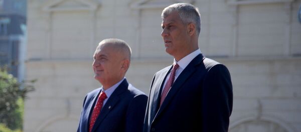 Председник Албаније Иљир Мета и председник тзв. Косова Хашим Тачи. - Sputnik Србија