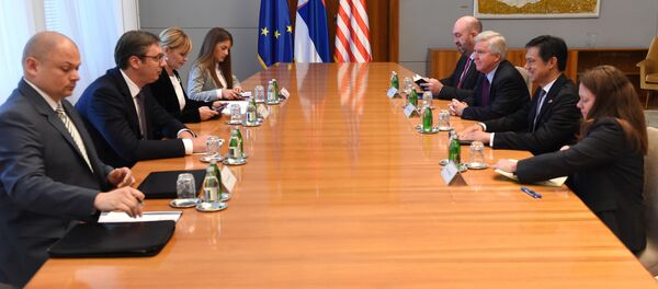 Александар Вучић на састанку са Брајаном Хојтом Јијем - Sputnik Србија