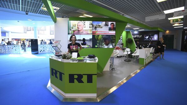 Štand televizije RT na Međunarodnom sajmu audio-vizuelnog sadržaja u Kanu - Sputnik Srbija