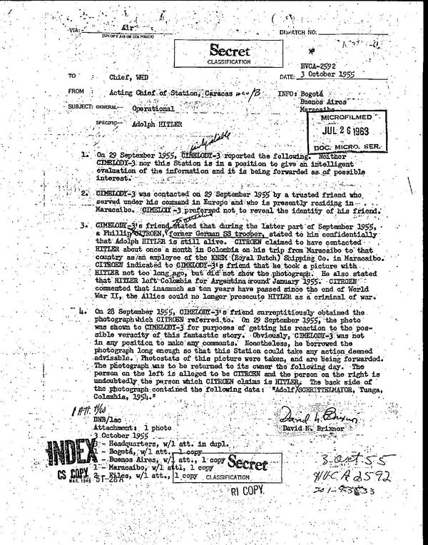 Druga strana deklasifikovanog izveštaja CIA o prisustvu Adolfa Hitlera u Kolumbiji - Sputnik Srbija