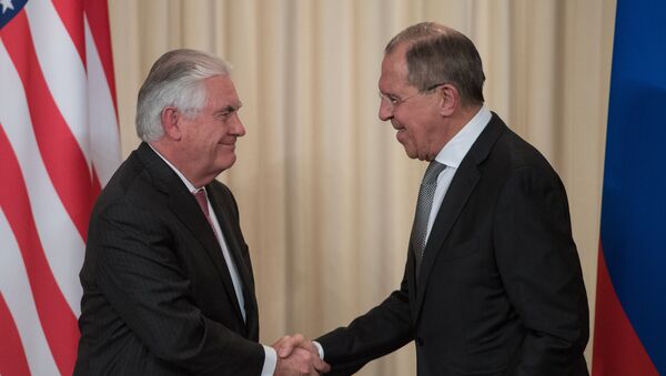 Američki državni sekretar Reks Tilerson i ministar spoljnih poslova Rusije Sergej Lavrov nakon sastanka u Moskvi - Sputnik Srbija