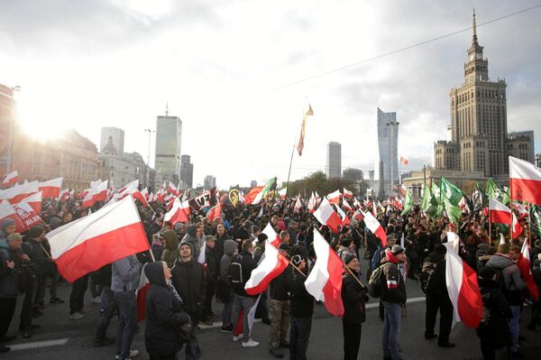 Протест десничара у Варшави Протест десничара у Варшави - Sputnik Србија