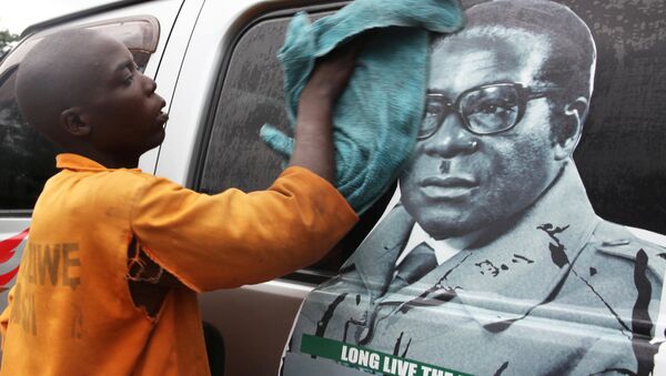 Predsednik Zimbabvea Robert Mugabe  naslikan na kombiju - Sputnik Srbija