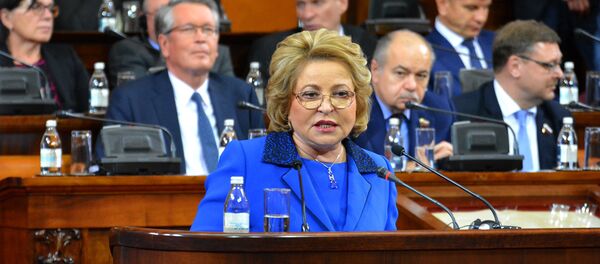 Valentina Matvijenko za govornicom Skupštine Srbije. Valentina Matvijenko za govornicom Skupštine Srbije. - Sputnik Srbija