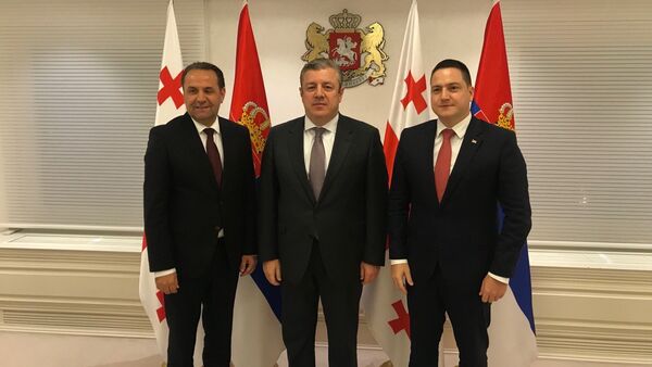 Rasim Ljajić i Branko Ružić sa grusijskim premijerom Giorgijem Kvirikašvilijem - Sputnik Srbija