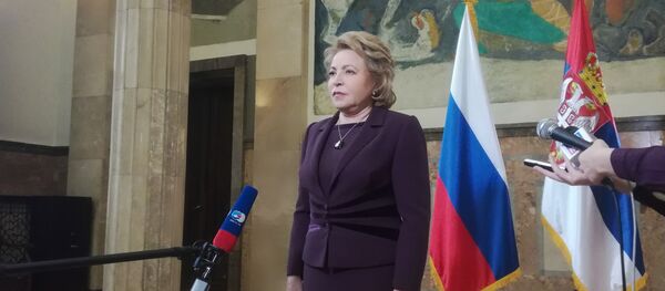 Председница Савета федерације Русије Валентина Матвијенко на прес-конференцији у Београду Председница Савета федерације Русије Валентина Матвијенко на прес-конференцији у Београду - Sputnik Србија