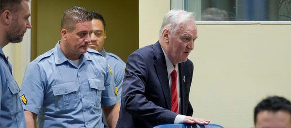 Некадашњи командант Главног штаба Војске Републике Српске Ратко Младић у судници Хашког трибунала Некадашњи командант Главног штаба Војске Републике Српске Ратко Младић у судници Хашког трибунала - Sputnik Србија