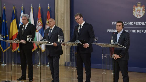 Premijer Rumunije Mihaj Tudose, premijer Bugarske Bojko Borisov, predsednik Srbije Aleksandar Vučić i premijer Grčke Aleksis Cipras - Sputnik Srbija