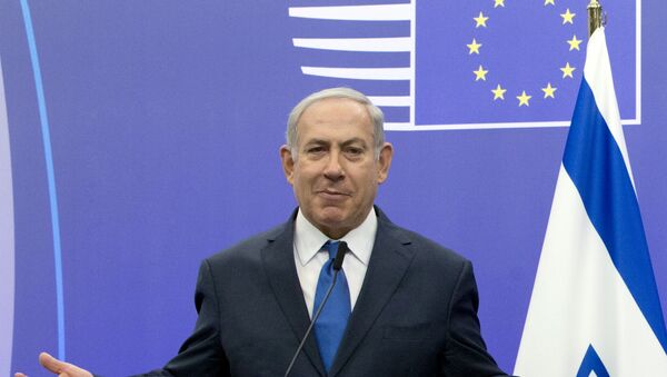 Premijer Izraela Benjamin Netanijahu govori na konferenciji za medije u sedištu Saveta EU u Briselu - Sputnik Srbija