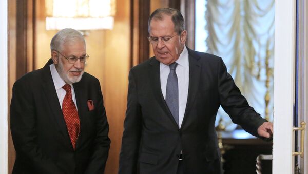 Ministri spoljnih poslova Libije i Rusije Muhamed Sijala i Sergej Lavrov - Sputnik Srbija